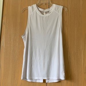 Fabletics White flowy workout top with slit